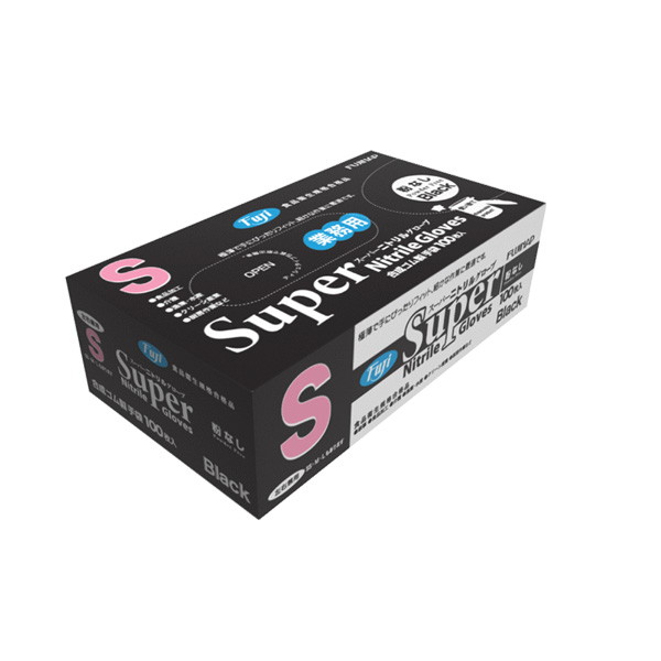 フジ スーパーニトリルグローブ 粉なし 100枚入 ブラック Sサイズ 36771×1個の商品画像