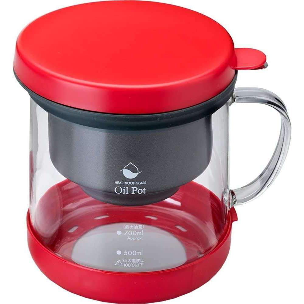 高木金属工業 耐熱ガラス製活性炭油ろ過 ポットW 二重口 700ml（レッド）KWP-GN-R×1個の商品画像