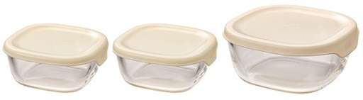 HARIO 耐熱ガラス製保存容器3個セット （オフホワイト） KST-2012-OW 【1セット】の商品画像