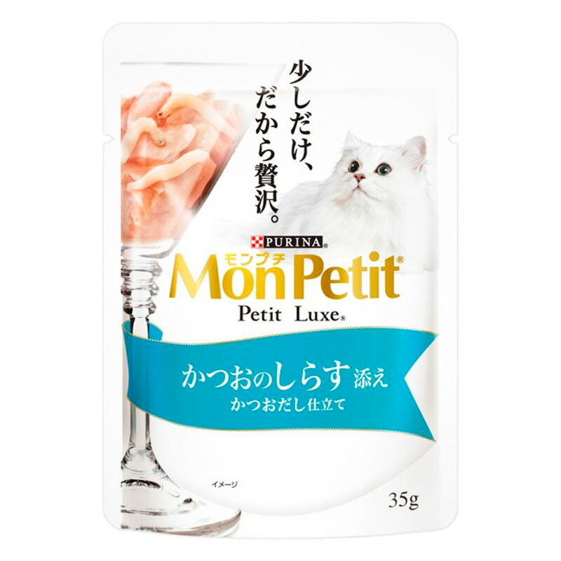 Nestle モンプチ プチリュクス パウチ かつおのしらす添え かつおだし仕立て 35g×1個 PURINA モンプチ 猫缶、ウエットフードの商品画像