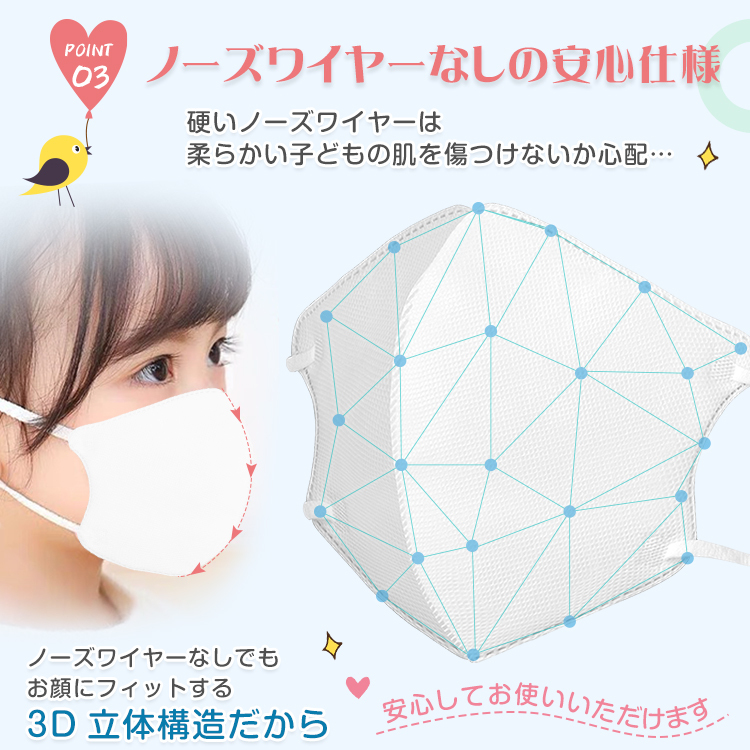 AKANE mask child mask 99% cut 3D solid for children 3 -years old from 8 -years old 60 sheets insertion . color sewing elastic non-woven Kids mask child mask .. easy to do feeling .u il s measures ny494