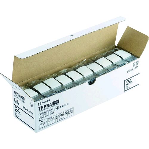KING JIM テプラ PROテープカートリッジ エコパック 簡易パッケージ SS24K-10PN 24mm 10個パック（白・黒文字）×1個 テプラ TEPRA PRO ラベルプリンター、ラベルライターの商品画像