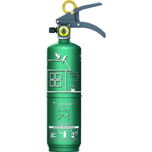 モリタ宮田工業 住宅用強化液（中性）消火器 キッチンアイ 1.0L MVF1HAG（エメラルドグリーン） 消火器、消防用品の商品画像