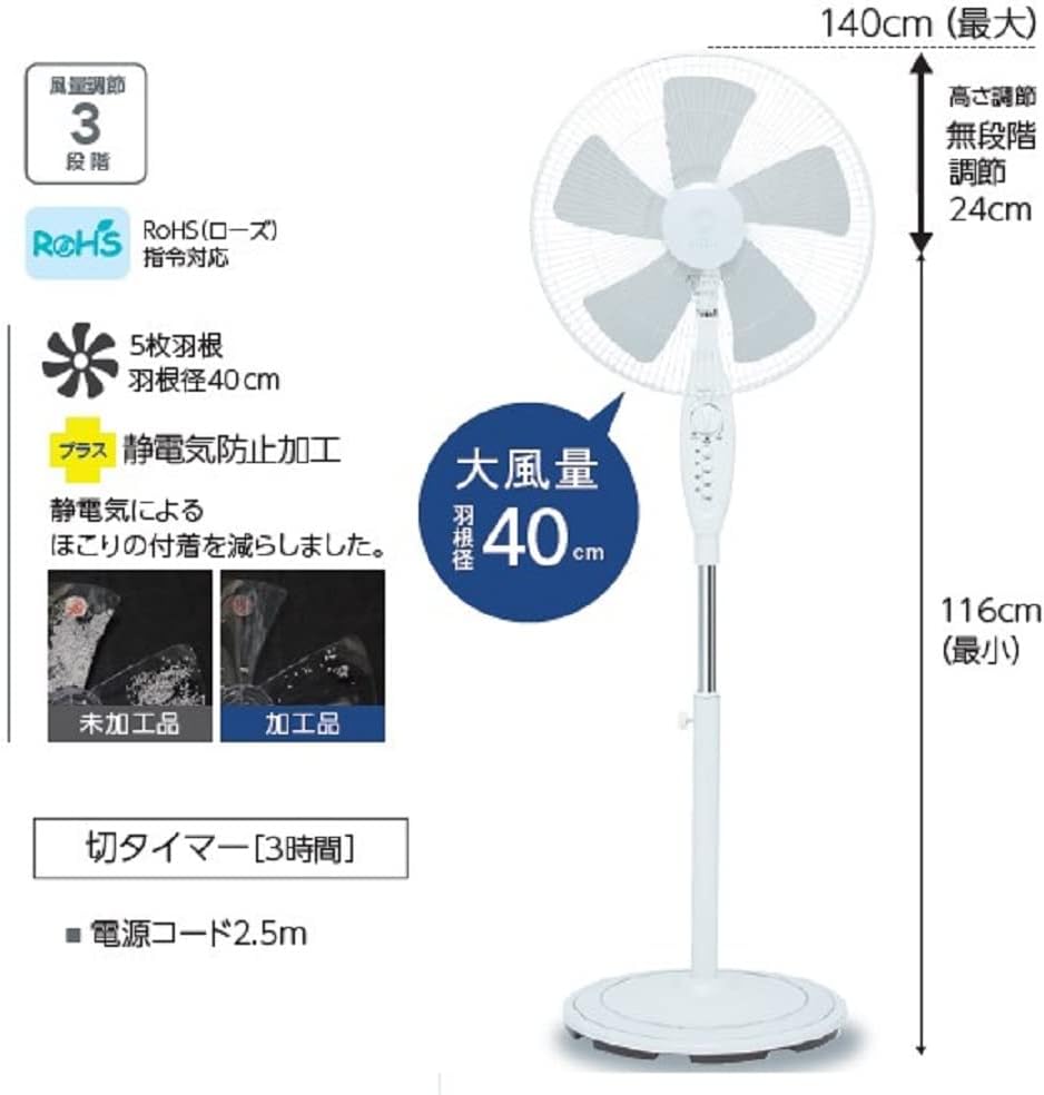 TOYOTOMI AC フロア扇風機 ホワイト FS-F40M（W） 扇風機の商品画像