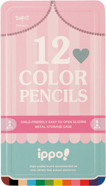 イッポ！ スライド缶入 色鉛筆 12色 プリント Girl CL-RRW0412C 1セットの商品画像