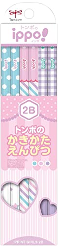 トンボ鉛筆 ippo！ かきかたえんぴつ 1ダース 2B （プリント ピンク） KB-KRW04-2B ×1セットの商品画像