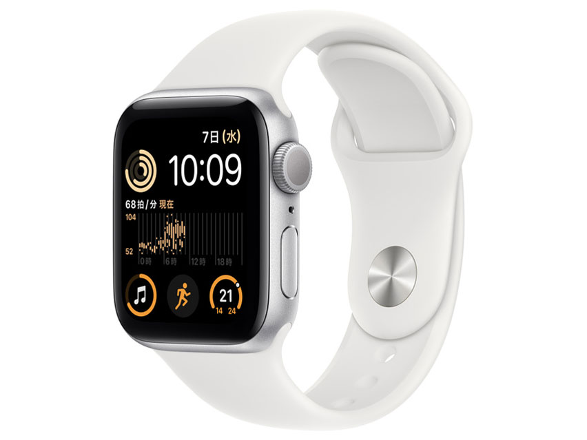 Apple Apple Watch SE GPSモデル 40mmシルバーアルミニウムケースとホワイトスポーツバンド レギュラー MNJV3J/A Apple Watch Apple Watch SE（第2世代） スマートウォッチ本体の商品画像