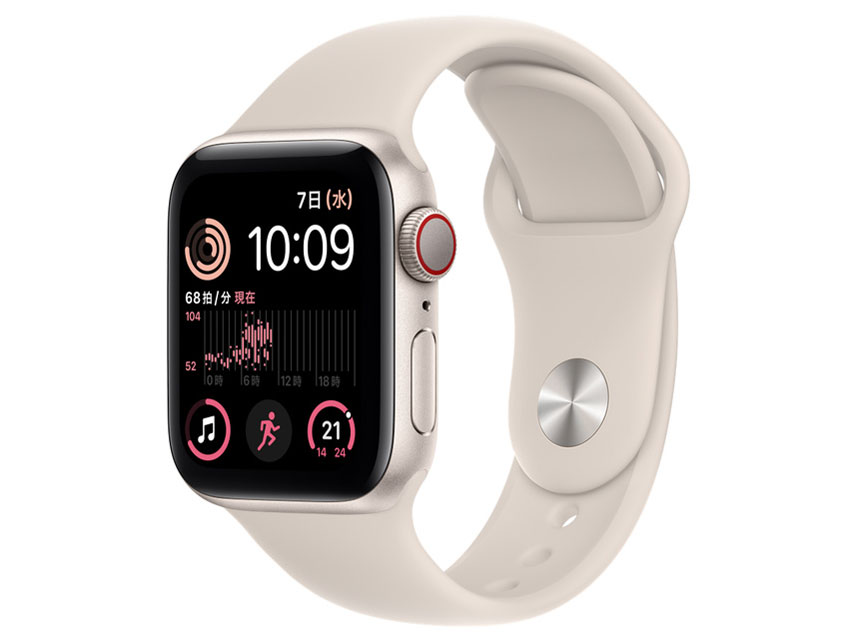 Apple Apple Watch SE 第2世代 GPS＋Cellularモデル 40mm スターライトアルミニウムケースとスターライトスポーツバンド レギュラー MNPH3J/A Apple Watch Apple Watch SE（第2世代） スマートウォッチ本体の商品画像