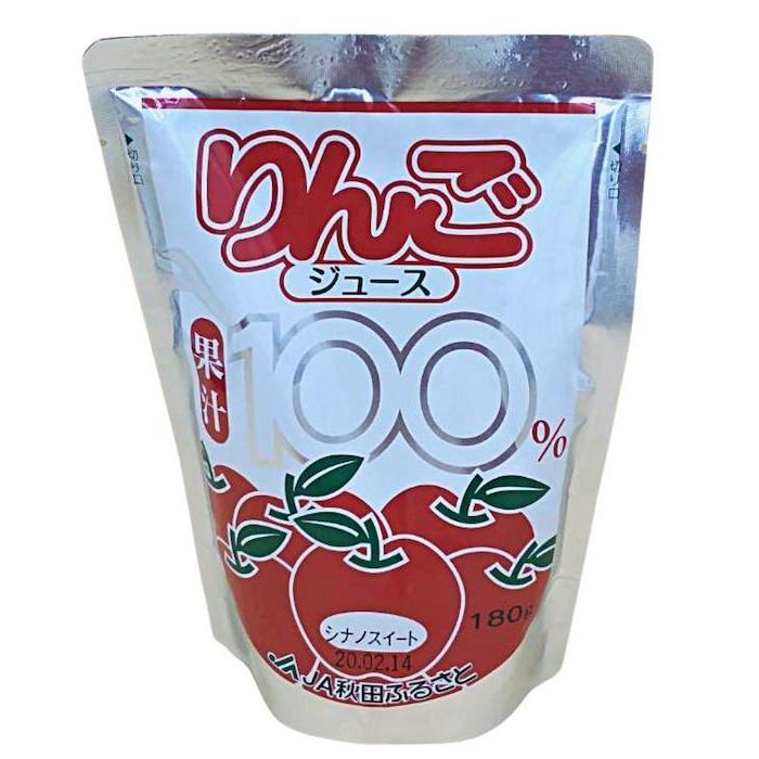 秋田ふるさと 果汁100%りんごジュース パウチ 180g×20の商品画像