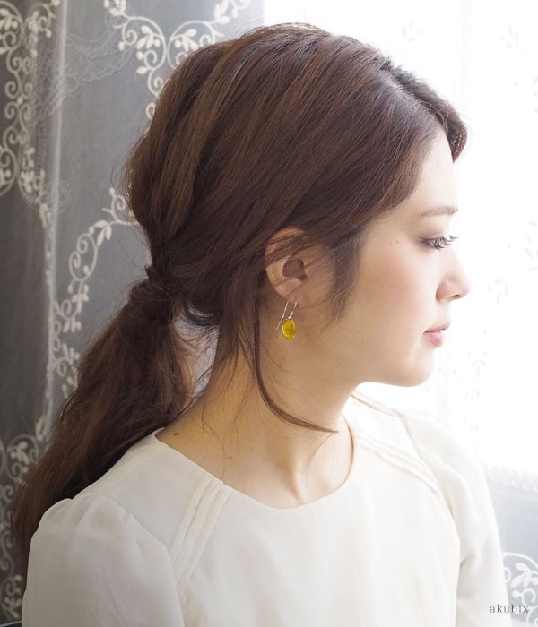 虫入り 琥珀ピアス イヤリング チタン 金属アレルギー 送料無料