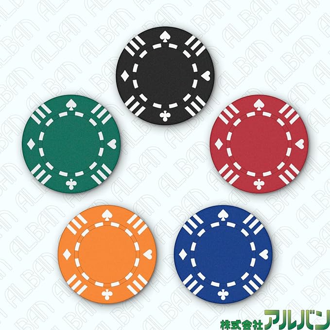  Alba n classical Casino chip / diameter : 40mm / thickness : 3.3mm / weight : 8g / 5 color ( each color 20 sheets, total 100 pieces set )