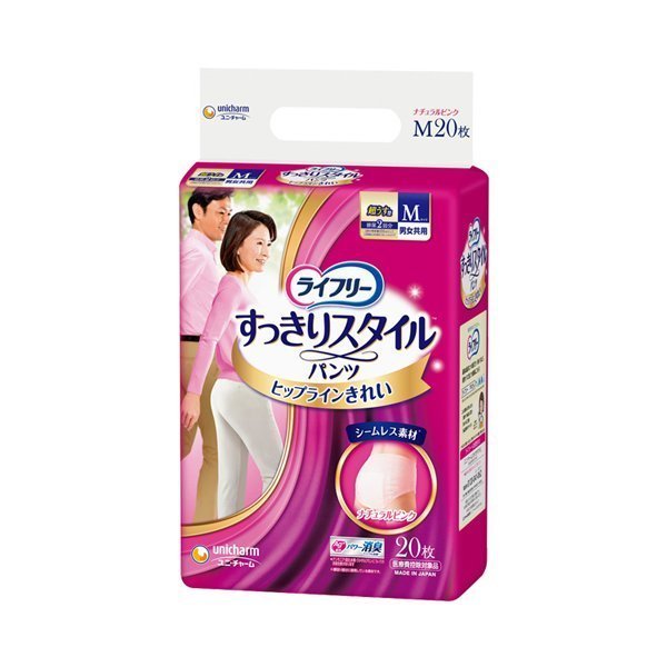 unicharm ユニチャーム ライフリー すっきりスタイルパンツ 男女共用 ナチュラルピンク Mサイズ 300ml 20枚 × 6袋 ライフリー ライフリー すっきりスタイルパンツ パンツ型おむつの商品画像