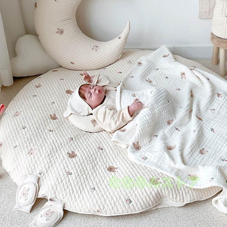  Sunny коврик baby коврик круглый лежать на полу .. искусство месяц . фото коврик хлопок младенец . днем . коврик вышивка медведь цветочный принт заяц белка оливковый 
