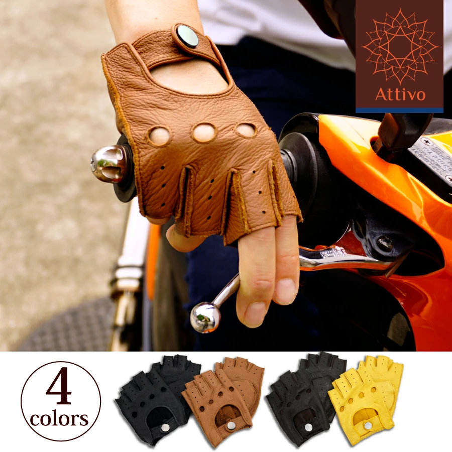  deer leather gloves leather glove half finger open finger men's for man Dias gold ATAM014 Father's day free wrapping gift 