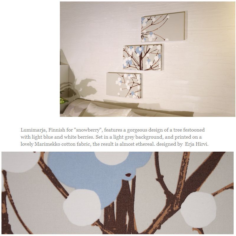 fabric panel art panel Northern Europe Marimekko Lumimarja beige blue 40×22cm 3 sheets set interior panel ..