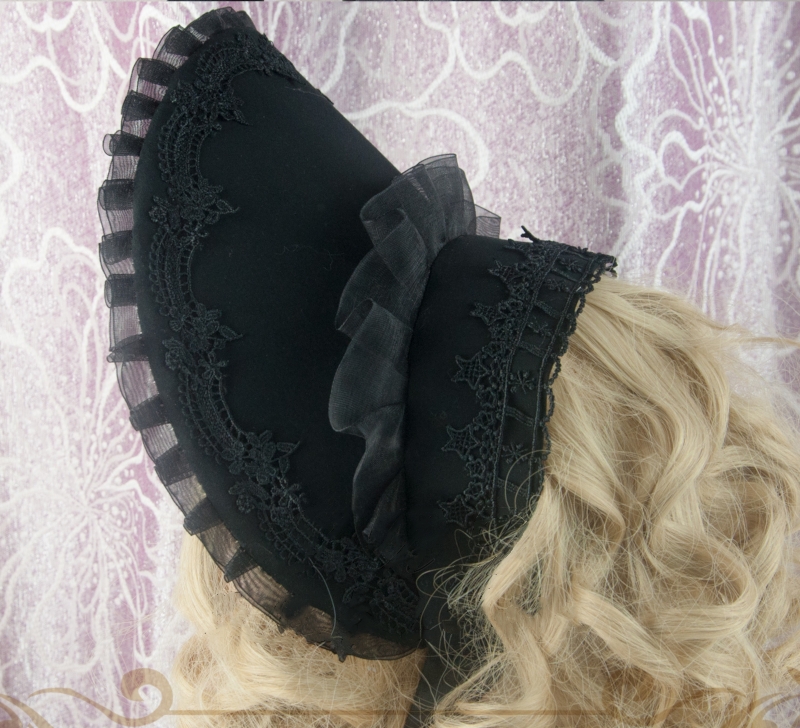  Gothic and Lolita Лолита капот шляпа черный головной убор чёрный Лолита готический klaroli костюмированная игра Halloween костюм маскарадный костюм 