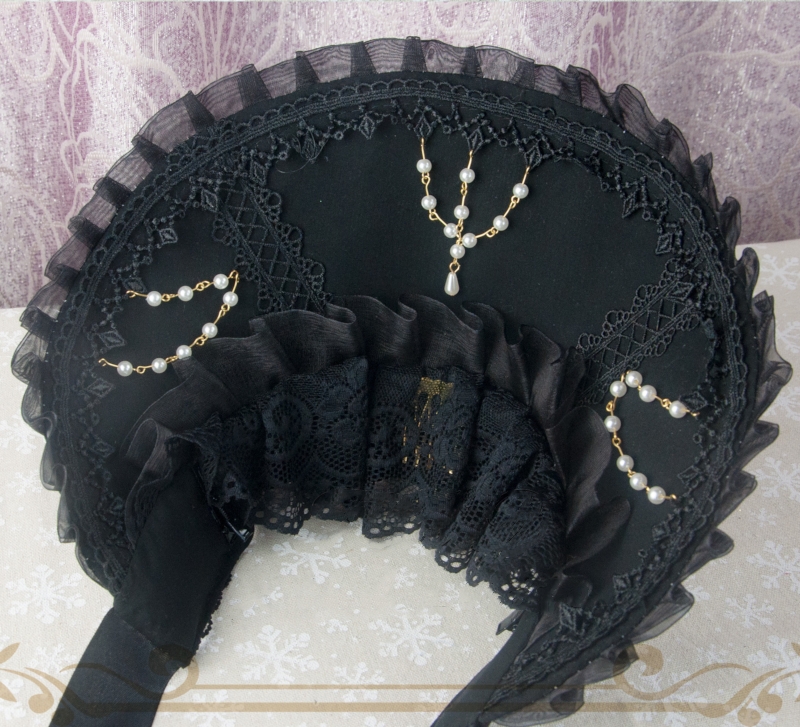  Gothic and Lolita Лолита капот шляпа черный головной убор чёрный Лолита готический klaroli костюмированная игра Halloween костюм маскарадный костюм 