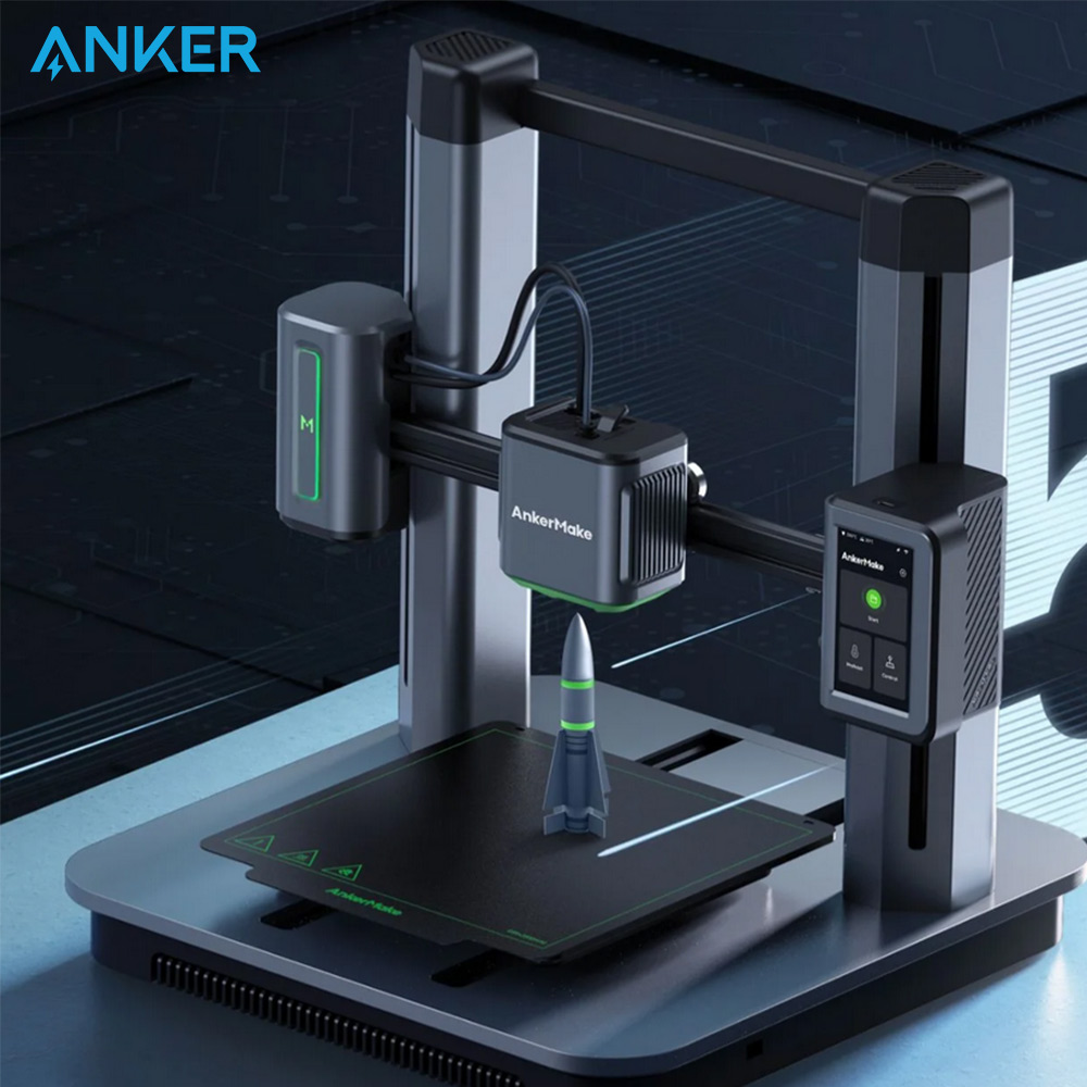 AnkerMake M5 3D printer home use high speed print maximum movement speed 500mm/s high precision auto level ring AI camera touch screen easy installation DIY