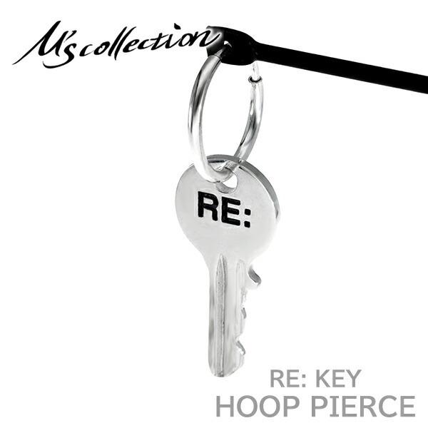 M's collection M z коллекция RE: ключ обруч серьги 1P одна сторона уголок для ключ обруч серьги мужской женский серебряный серьги покачивающийся 