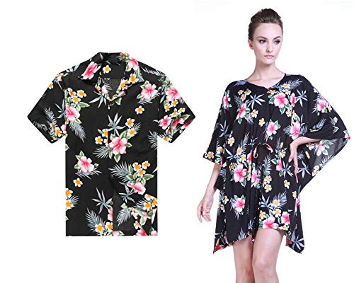 Couple Matching Hawaiian Luau Aloha Shirt Poncho Dress in Hibiscu параллель импортные товары 