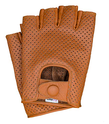 Riparo men's leather full mesh finger none half finger driving motorcycle lai DIN g glove ( cognac parallel imported goods 
