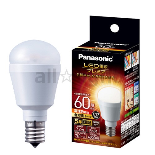 Panasonic LED電球プレミア LDA7LGE17Z60ESW2 （電球色相当） パルック LED電球プレミア LED電球、LED蛍光灯の商品画像
