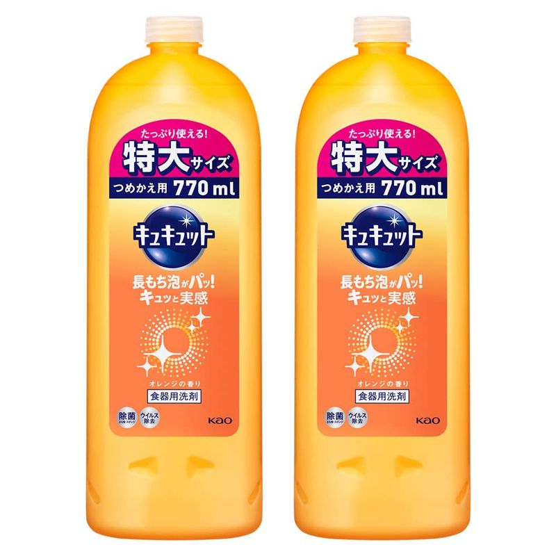 Kao キュキュット オレンジの香り 詰替用 770ml×2 キュキュット 台所用洗剤の商品画像