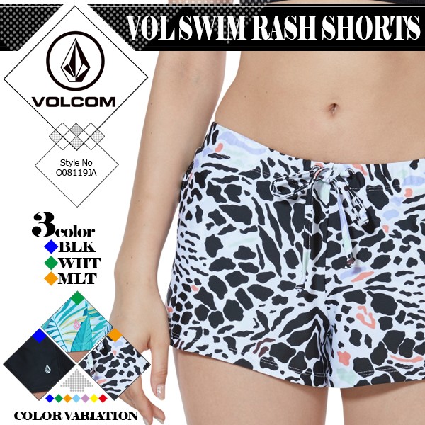  Volcom Rush Guard shorts lady's VOL SWIM RASH SHORTS multicolor board shorts beach sport wear UPF50+ VOLCOM O08119JA