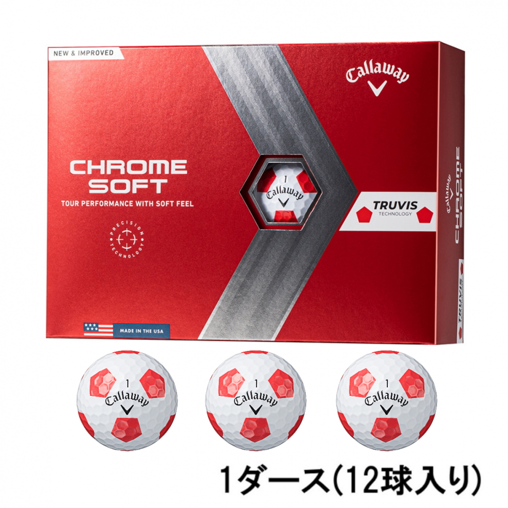 キャロウェイ クロム ソフト CHROME SOFT TRUVIS RED トラヴィスレッド 4518555081 ゴルフ 1ダース 12球入 公認球  Callaway