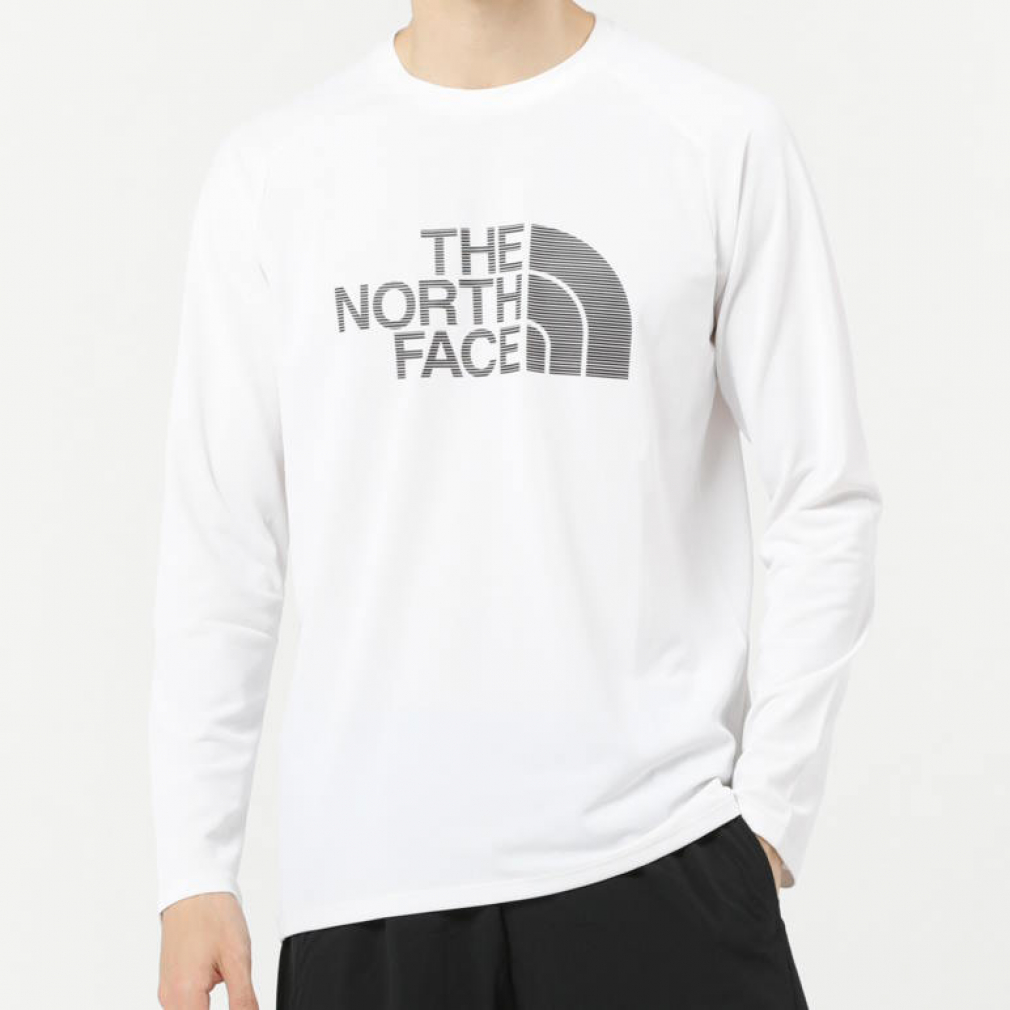  The * North Face men's land / running long sleeve T shirt L/S GTD Logo Crew long sleeve GTD Logo Crew NT12377 : white THE NORTH FACE