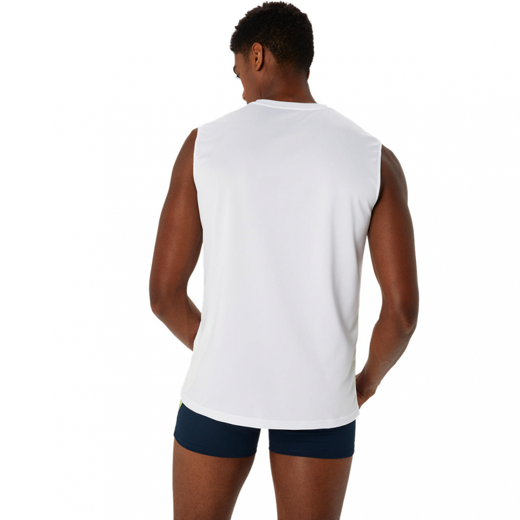  Asics men's land / running graphic dry sleeveless shirt 2091A675 : white asics