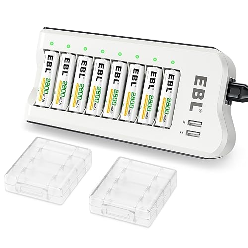 EBL 充電池充電器セット （8スロット充電器＋単3電池 2800mAh 8本セット）×1個 充電池、電池充電器の商品画像