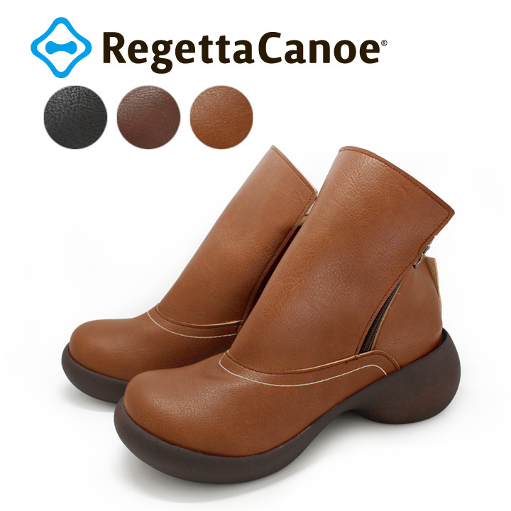 ligeta canoe RegettaCanoe CJES-6138eg heel short boots Roo z Zip up 