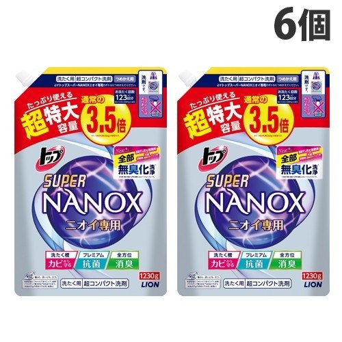 トップ スーパーナノックス ニオイ専用 ［つめかえ用］ アクアソープの香り 1230g × 6個の商品画像