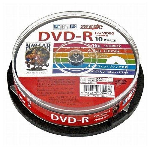録画用DVD-R 16倍速 10枚 HDDR12JCP10 ×1の商品画像