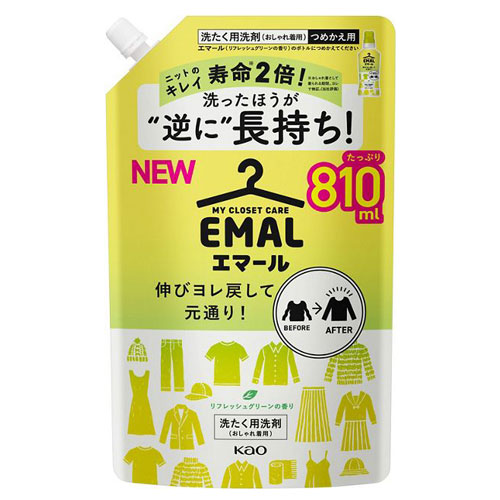 Kao エマール [つめかえ用] リフレッシュグリーンの香り 900ml × 1個 エマール 液体洗剤の商品画像