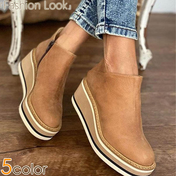  shoes thickness bottom lady's shoes retro manner 5 color development thickness bottom sneakers Wedge sole thickness bottom bootie imitation leather 