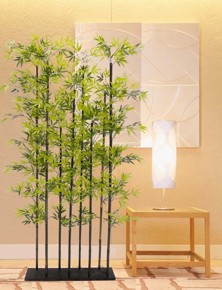 竹製パーテーション 間仕切り ダークブラウン バンブー 黒竹 8本立 パーテーション 210cm (クロタケ 人工竹 造花 竹林