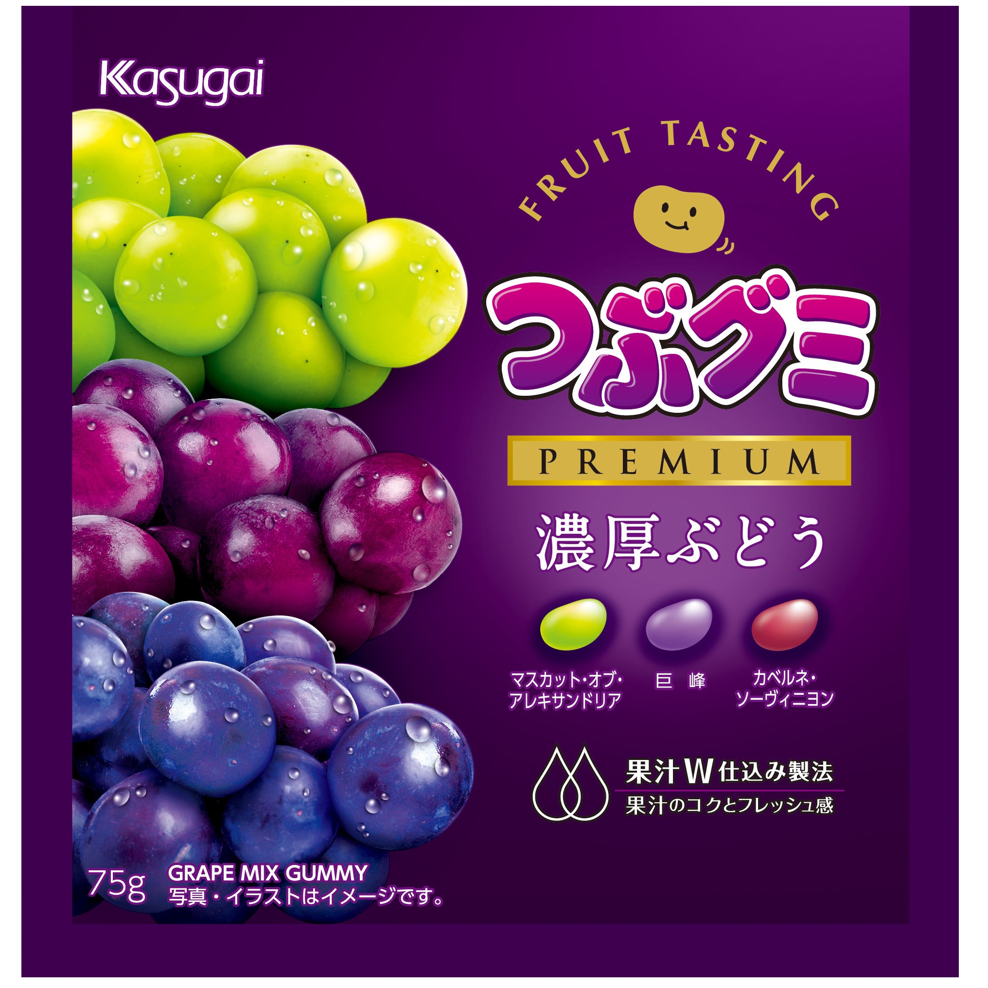 春日井製菓 つぶグミ PREMIUM 濃厚ぶどう 75g×10袋の商品画像