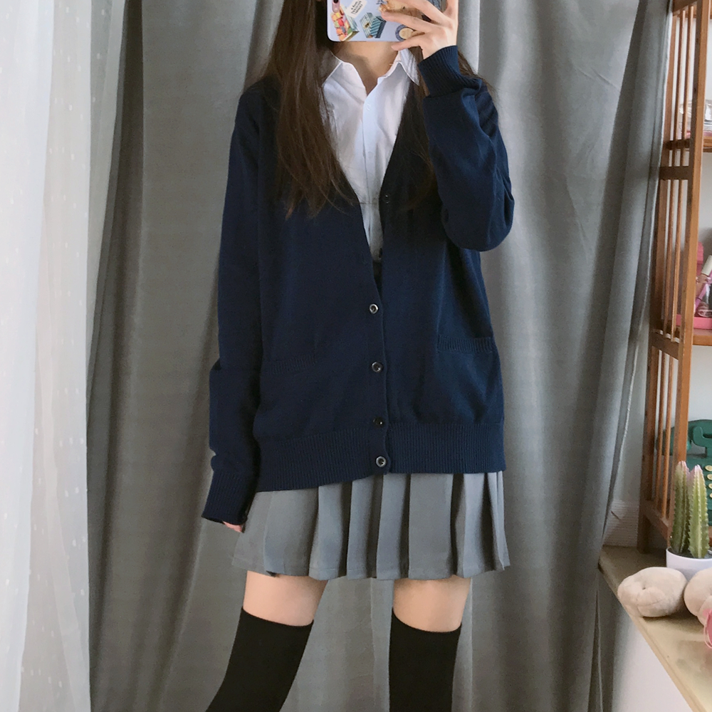  school cardigan student uniform cotton 100%V neck knitted cardigan 9 gauge plain 