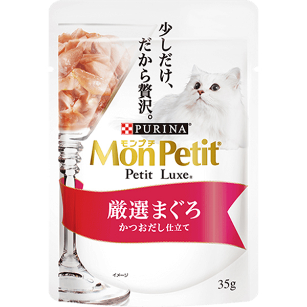 Nestle モンプチ プチリュクス パウチ 厳選まぐろ かつおだし仕立て 35g×12個 PURINA モンプチ 猫缶、ウエットフードの商品画像