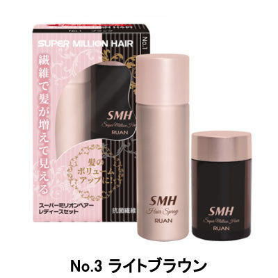 ルアン スーパーミリオンヘアー レディースセット スーパーミリオンヘアー10g＋スーパーミリオンヘアスプレー35g No.3 （ライトブラウン） 白髪染めの商品画像
