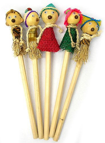  Asian miscellaneous goods burr miscellaneous goods handmade doll. pencil 5 pcs set 