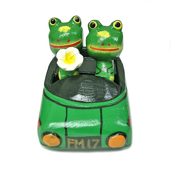  Asian miscellaneous goods burr miscellaneous goods wooden Drive! frog cup ru< green >