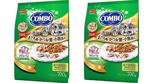 日本ペットフード コンボ キャット まぐろ味・かつおぶし・小魚添え 700g（140g×5袋）×2個 COMBO 猫用ドライフードの商品画像