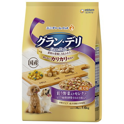 unicharm グラン・デリ カリカリ仕立て 成犬用 彩り野菜入りセレクト 1.6kg×1個 ユニ・チャームペット グラン・デリ ドッグフード ドライフードの商品画像