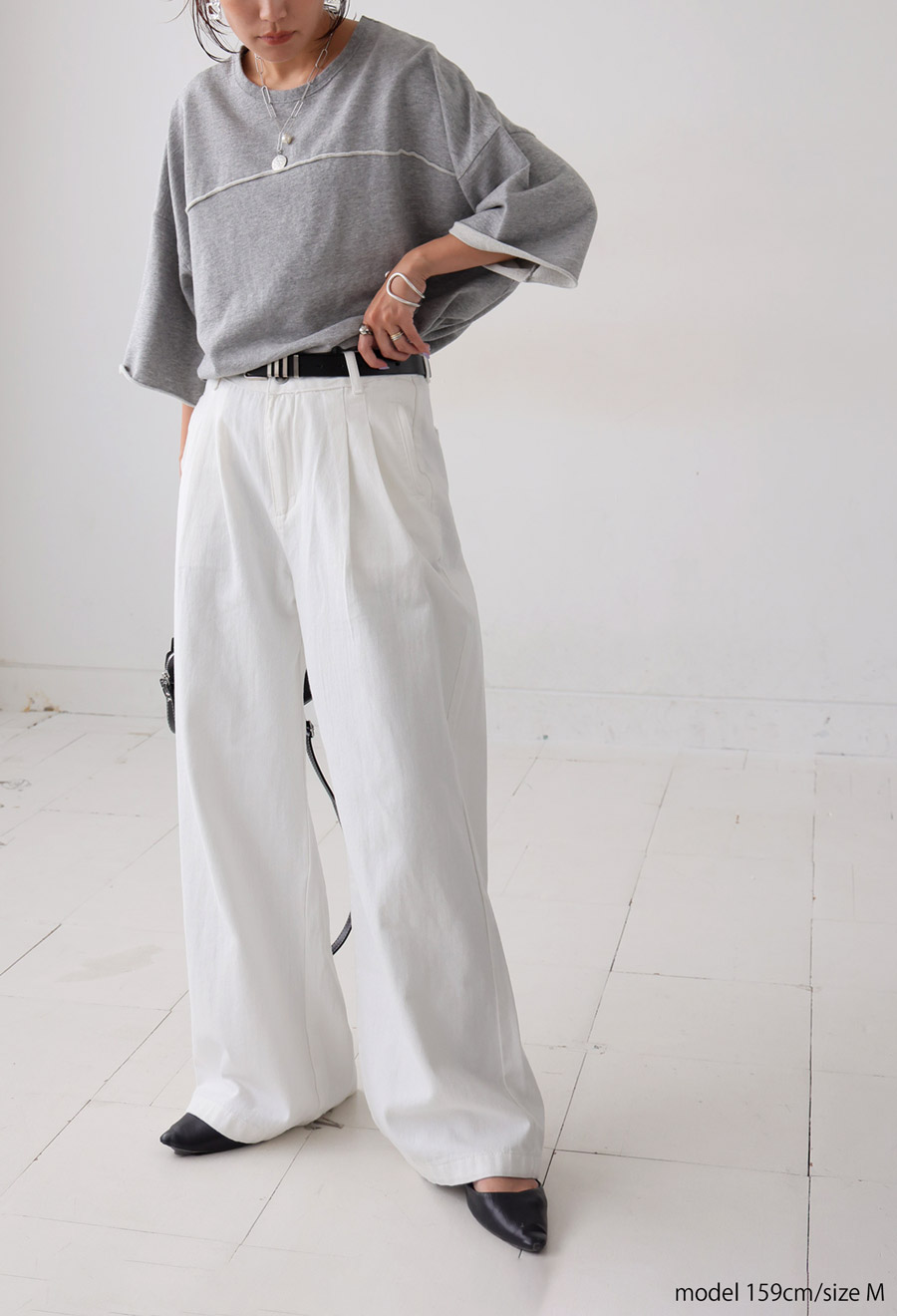  Denim брюки женский широкий tuck хлопок 100 бесплатная доставка *6 месяц 9 день 10 час ~ продажа. почтовая доставка не возможно 