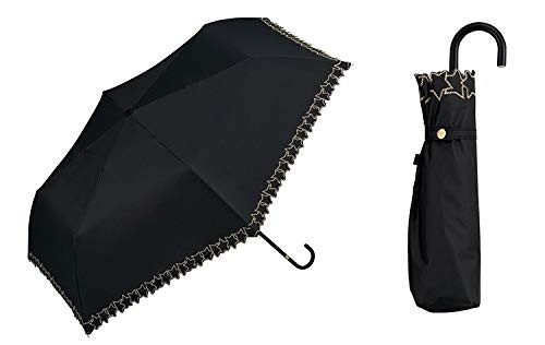 Wpc. 日傘 折りたたみ傘 遮光フレームスタースカラップ刺繍 ミニ 801-5470（ブラック） レディース晴雨兼用傘の商品画像