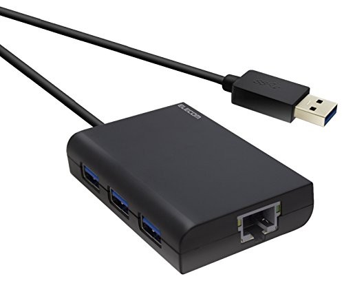 USB3.0 ギガビットLANアダプター（USBハブ付き） EDC-GUA3H-B （ブラック）の商品画像