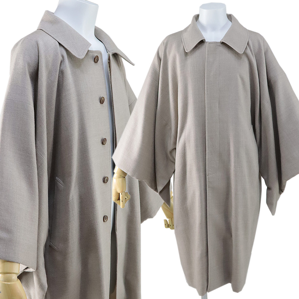  angle sleeve coat -59C- men's Japanese clothes coat wool 100% beige M-size